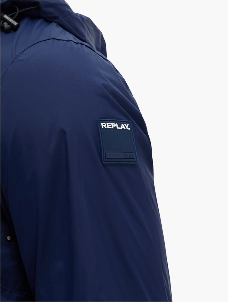 ジャケット・アウター RePlay eVent TECH HOODED JACKET MyRunway | Shop Replay Navy Blue Hooded Jacket for Men from